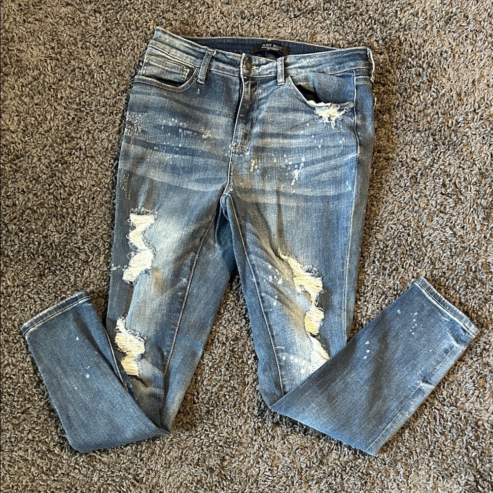 Judy Blue Distressed Blue Skinny Jeans